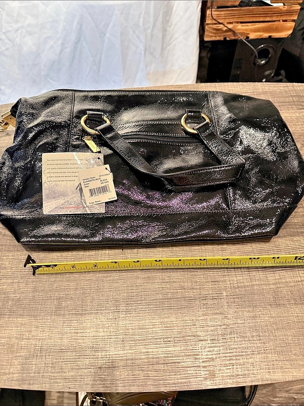 HOBO EUSABETH Black Patent Tote NWT